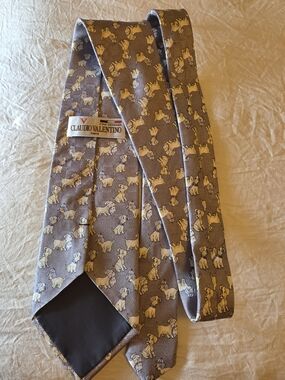 Valentino Gray Tie with Yellow Dog Motif